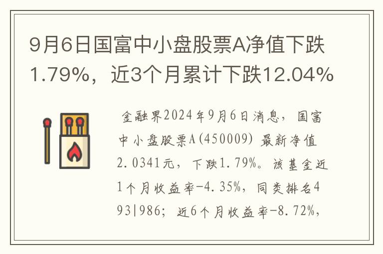 9月6日国富中小盘股票A净值下跌1.79%，近3个月累计下跌12.04%