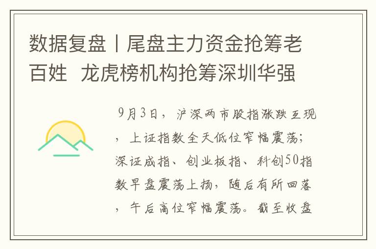 数据复盘丨尾盘主力资金抢筹老百姓  龙虎榜机构抢筹深圳华强、拓维信息等