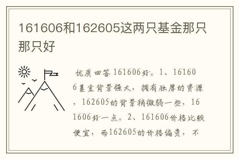 161606和162605这两只基金那只那只好