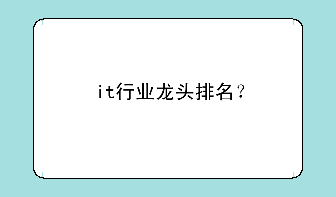 it行业龙头排名？