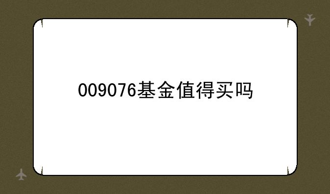 009076基金值得买吗