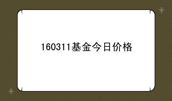 160311基金今日价格