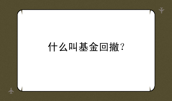 什么叫基金回撤？