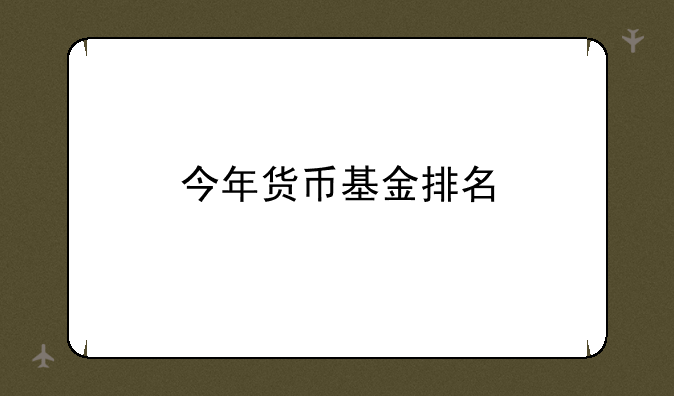 今年货币基金排名