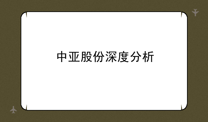 中亚股份深度分析