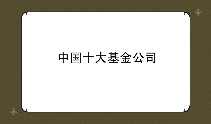 中国十大基金公司