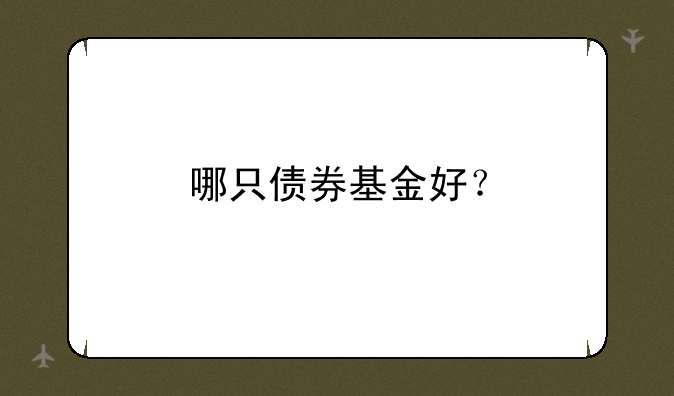 哪只债券基金好？