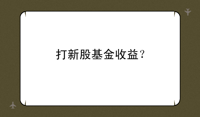 打新股基金收益？