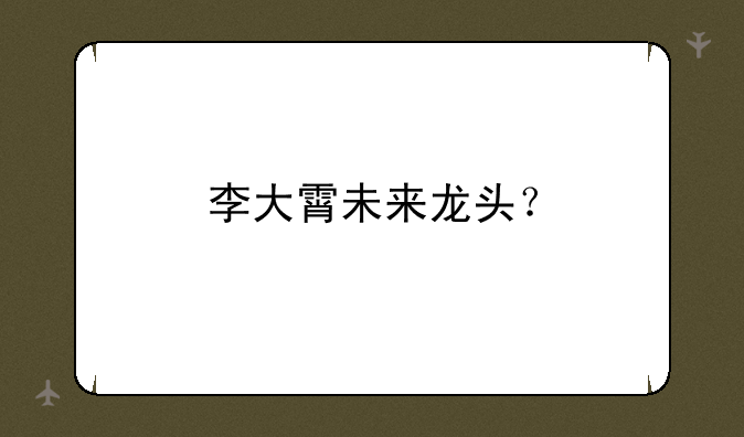 李大霄未来龙头？