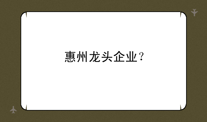 惠州龙头企业？