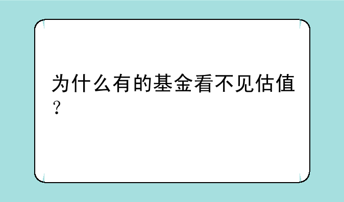 为什么有的基金看不见估值？