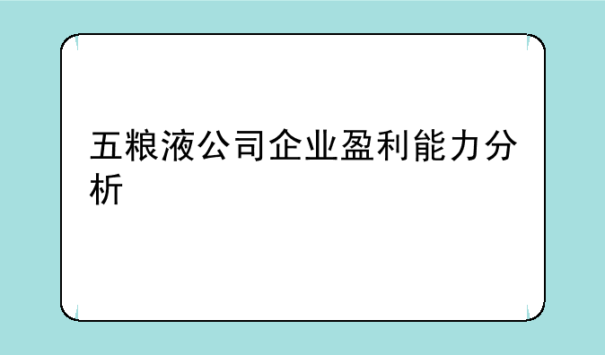 五粮液公司企业盈利能力分析