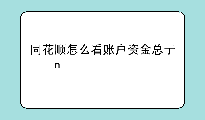 同花顺怎么看账户资金总亏盈