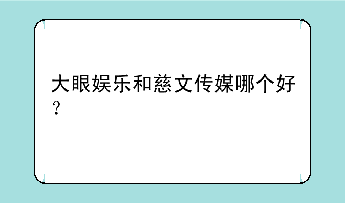 大眼娱乐和慈文传媒哪个好？