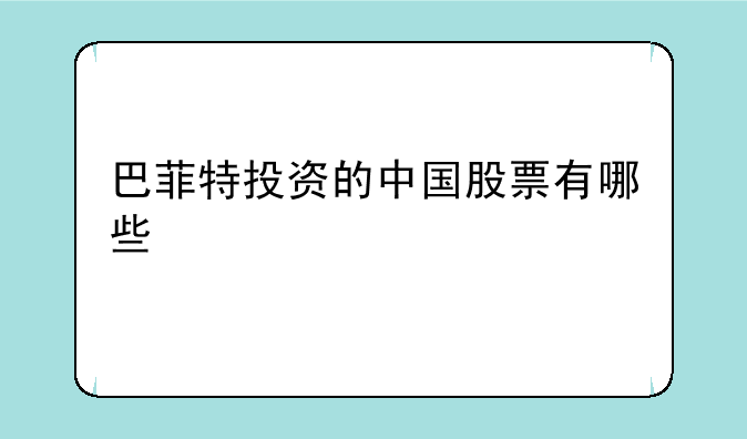 巴菲特投资的中国股票有哪些