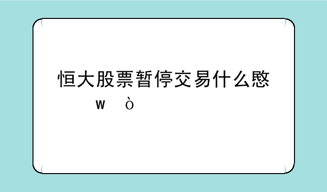 恒大股票暂停交易什么意思？