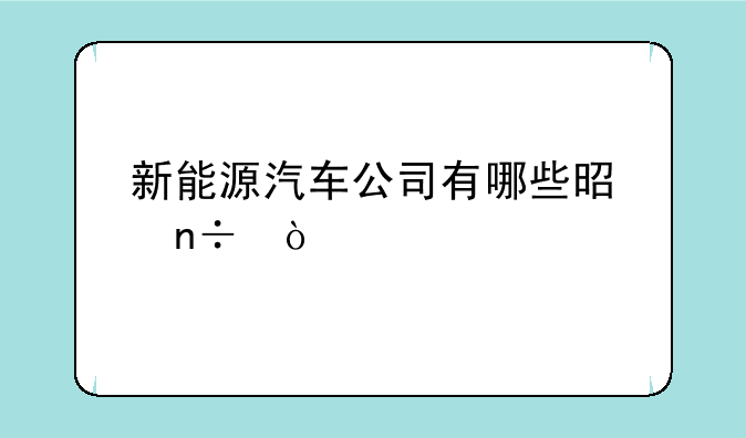 新能源汽车公司有哪些是国企