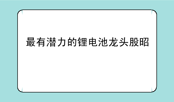 最有潜力的锂电池龙头股是谁