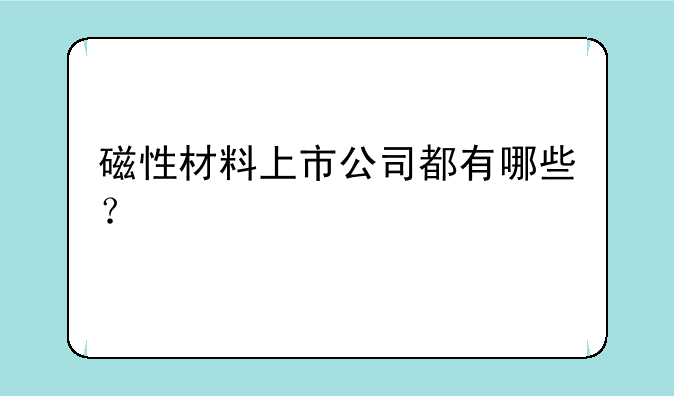 磁性材料上市公司都有哪些？