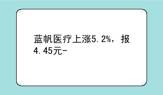 蓝帆医疗上涨5.2%，报4.45元/股