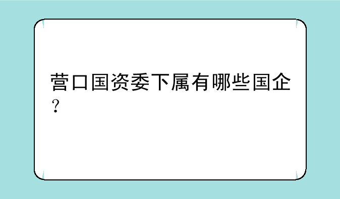 营口国资委下属有哪些国企？