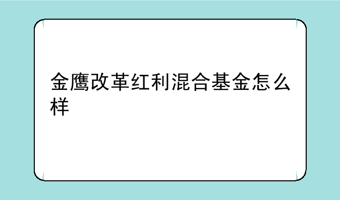 金鹰改革红利混合基金怎么样