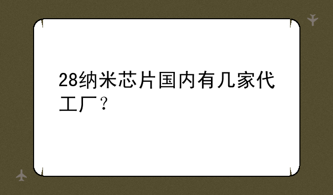 28纳米芯片国内有几家代工厂？