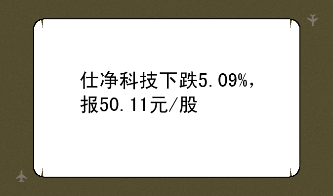 仕净科技下跌5.09%，报50.11元/股