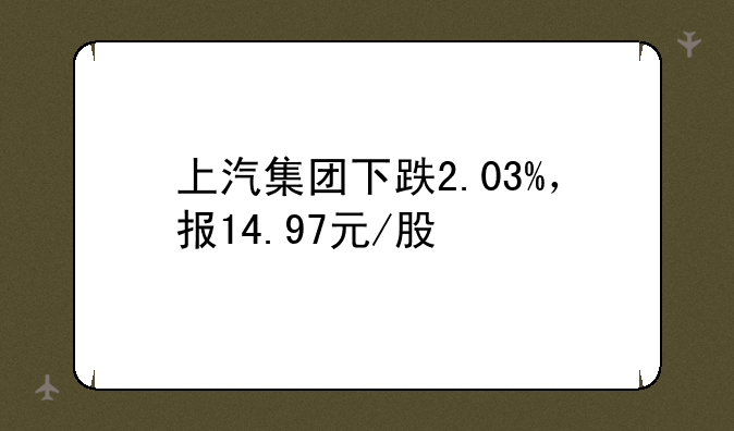 上汽集团下跌2.03%，报14.97元/股