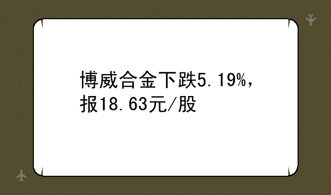 博威合金下跌5.19%，报18.63元/股