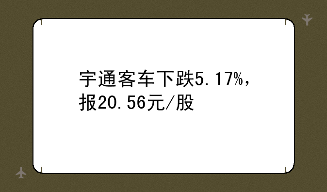 宇通客车下跌5.17%，报20.56元/股