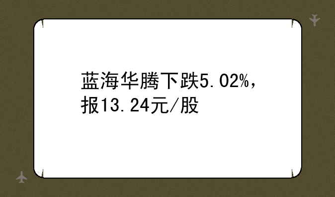 蓝海华腾下跌5.02%，报13.24元/股