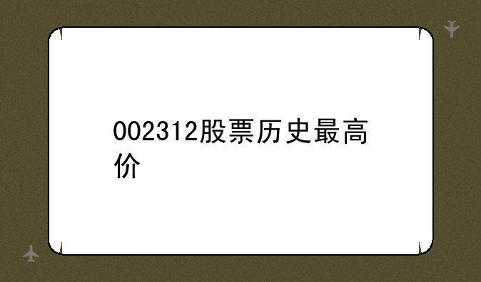 002312股票历史最高价