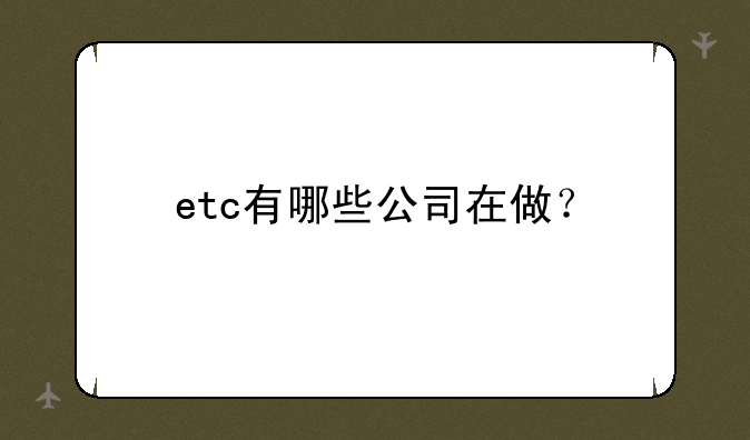 etc有哪些公司在做？