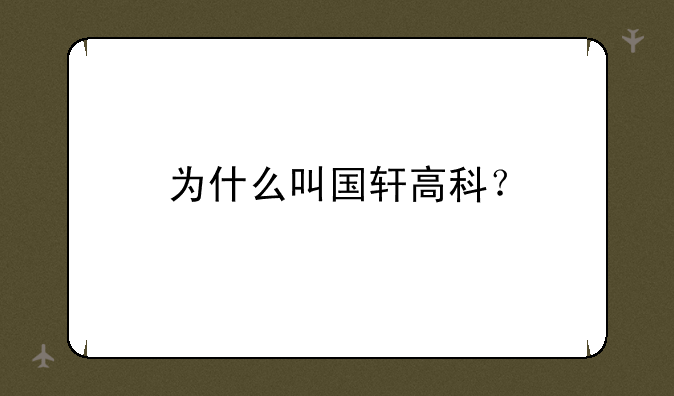 为什么叫国轩高科？