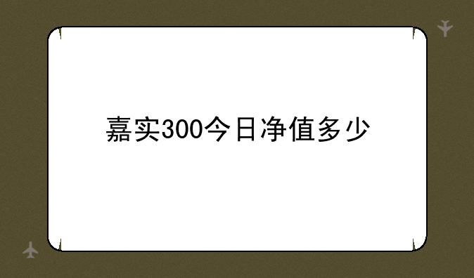 嘉实300今日净值多少