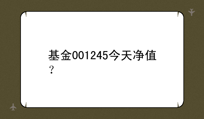 基金001245今天净值？