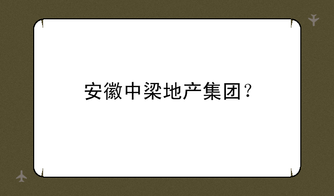 安徽中梁地产集团？