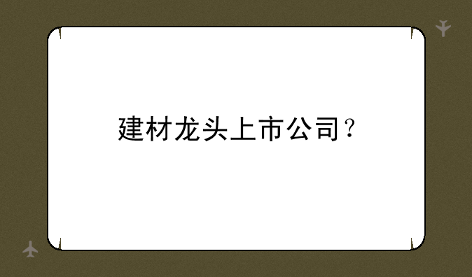 建材龙头上市公司？