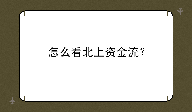 怎么看北上资金流？