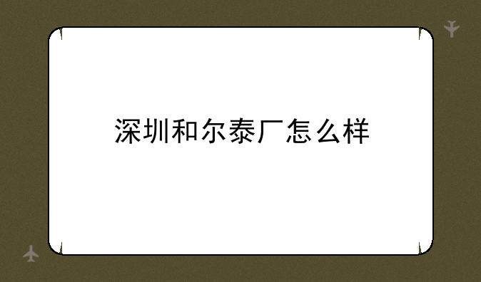 深圳和尔泰厂怎么样