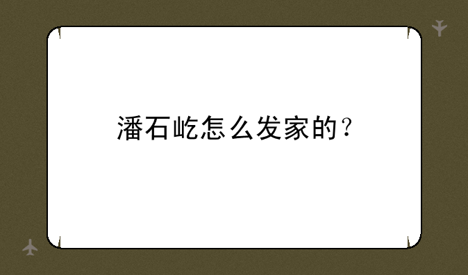 潘石屹怎么发家的？