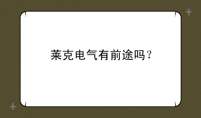 莱克电气有前途吗？