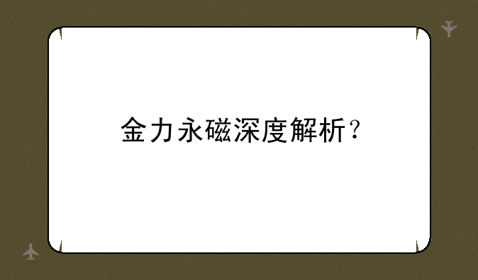 金力永磁深度解析？