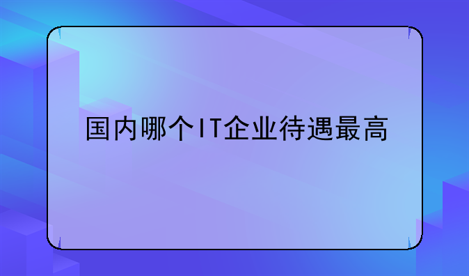 国内哪个IT企业待遇最高