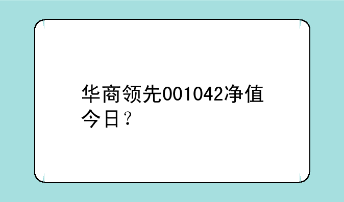 华商领先001042净值今日？