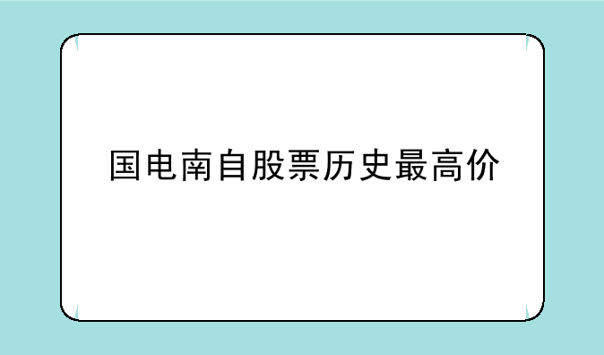 国电南自股票历史最高价