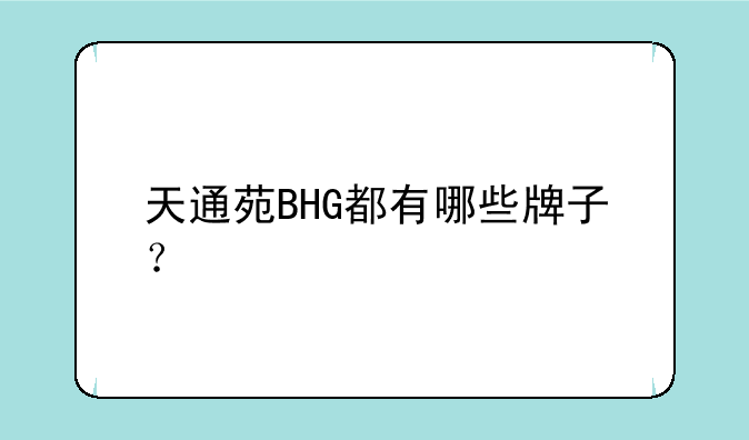 天通苑BHG都有哪些牌子？