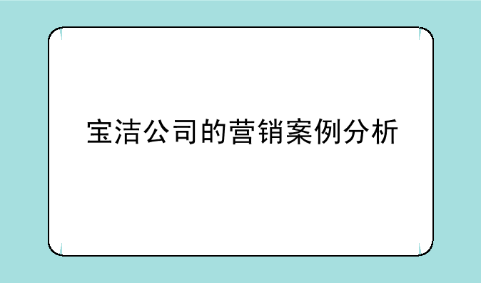 宝洁公司的营销案例分析