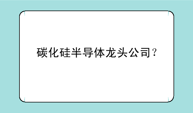 碳化硅半导体龙头公司？